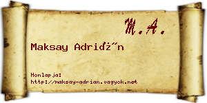 Maksay Adrián névjegykártya